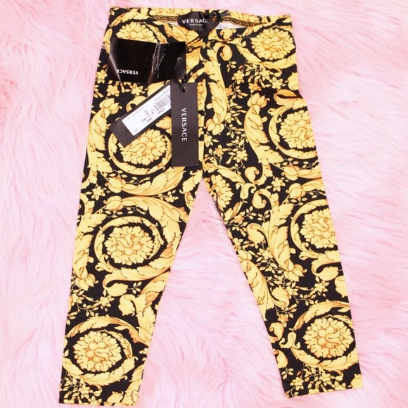 Versace Barocco Black and Gold Leggings Size 18/24 Months